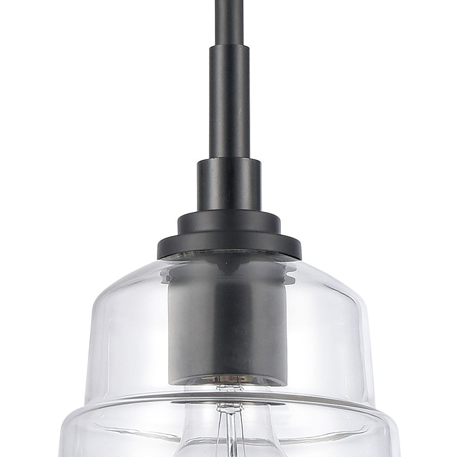 Atlas Lighting Boyer 6in 1-Light Mini Pendant | Transitional Matte Black and Clear Glass | Kitchen Island & Dining Room | Model CL11545-BK
