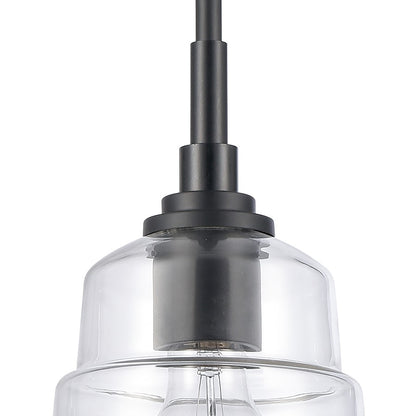 Atlas Lighting Boyer 6in 1-Light Mini Pendant | Transitional Matte Black and Clear Glass | Kitchen Island & Dining Room | Model CL11545-BK