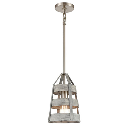 Atlas Lighting Brigantine 7in 1-Light Mini Pendant | Transitional Weathered Gray and Satin Nickel | Kitchen Island & Dining Room | Model CL11547-GY