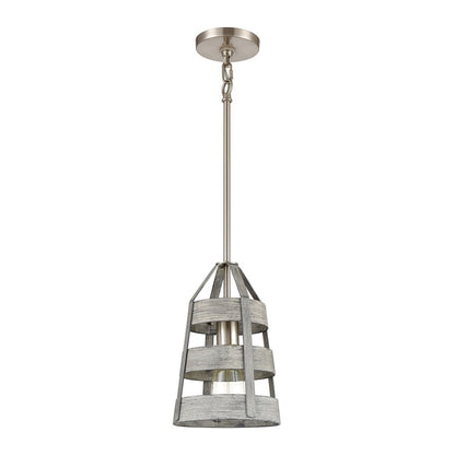 Atlas Lighting Brigantine 7in 1-Light Mini Pendant | Transitional Weathered Gray and Satin Nickel | Kitchen Island & Dining Room | Model CL11547-GY