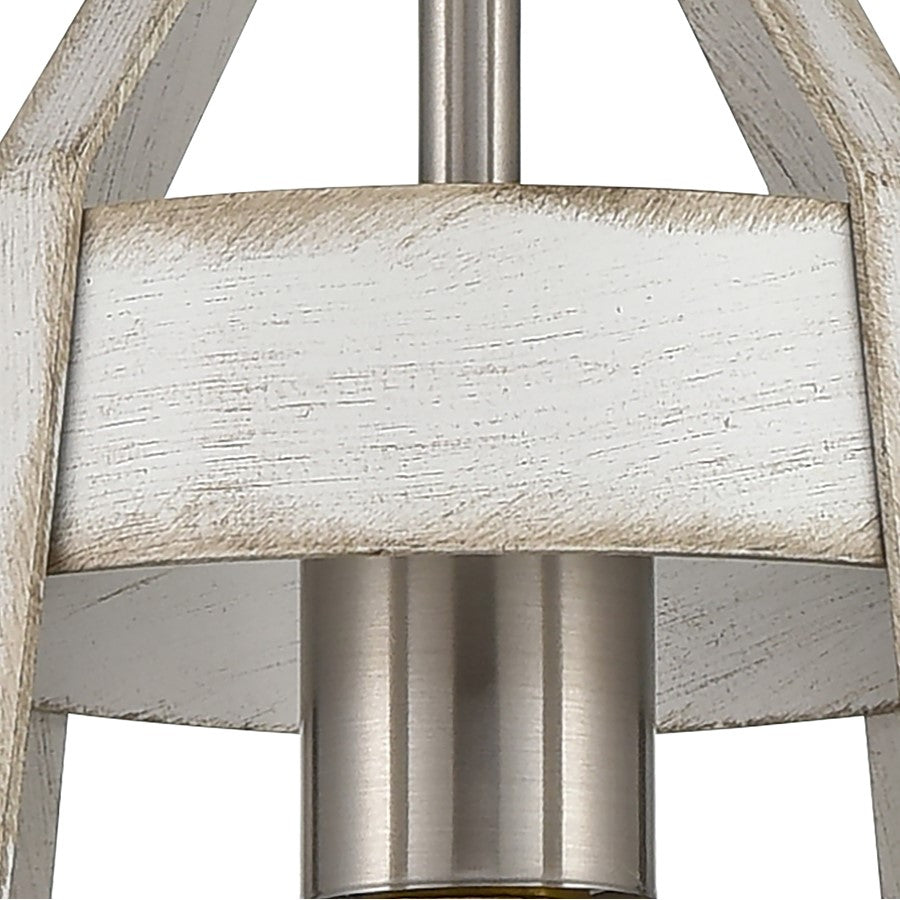 Atlas Lighting Brigantine 7in 1-Light Mini Pendant | Transitional Weathered White and Satin Nickel Metal | Kitchen Island & Dining | Model CL11547-WH