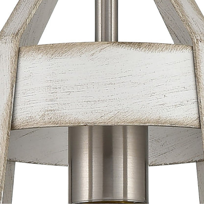 Atlas Lighting Brigantine 7in 1-Light Mini Pendant | Transitional Weathered White and Satin Nickel Metal | Kitchen Island & Dining | Model CL11547-WH