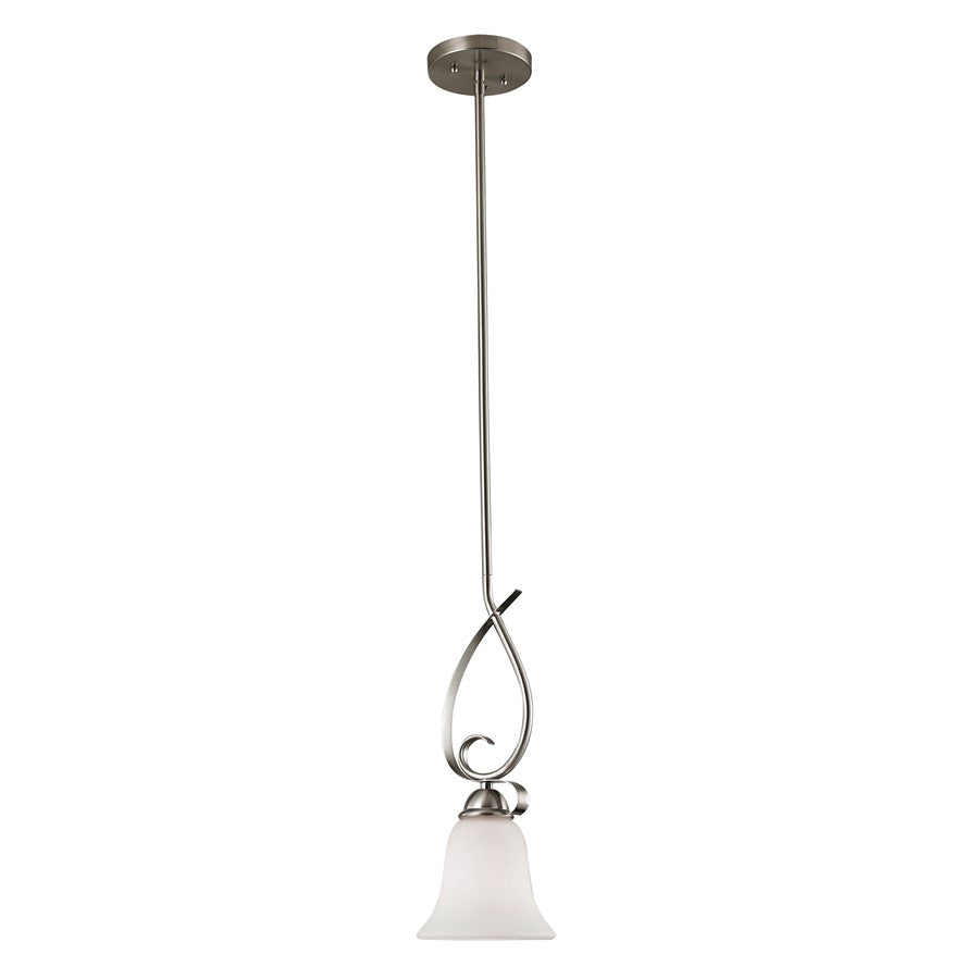 Atlas Lighting Brighton 6in 1-Light Mini Pendant | Traditional Brushed Nickel and Frosted Glass | Kitchen Island & Dining Room | Model CL11548-NK