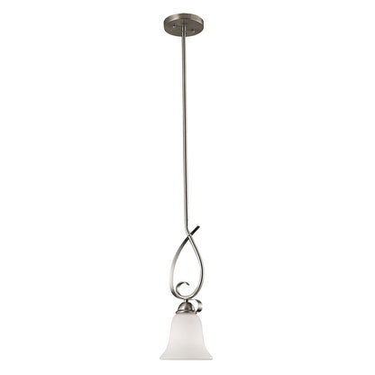 Atlas Lighting Brighton 6in 1-Light Mini Pendant | Traditional Brushed Nickel and Frosted Glass | Kitchen Island & Dining Room | Model CL11548-NK