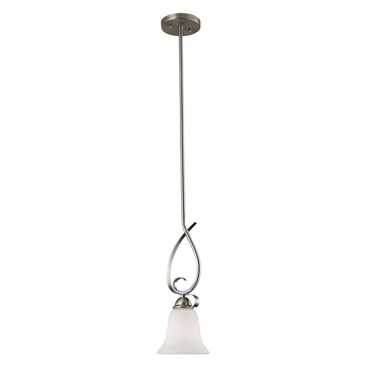 Atlas Lighting Brighton 6in 1-Light Mini Pendant | Traditional Brushed Nickel and Frosted Glass | Kitchen Island & Dining Room | Model CL11548-NK