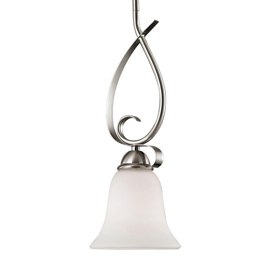 Atlas Lighting Brighton 6in 1-Light Mini Pendant | Traditional Brushed Nickel and Frosted Glass | Kitchen Island & Dining Room | Model CL11548-NK