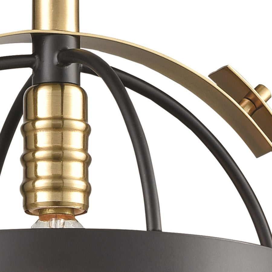 Atlas Lighting Caldwell 10in 1-Light Mini Pendant | Transitional Matte Black and Satin Brass Metal | Kitchen Island & Dining Room | Model CL11551-BK