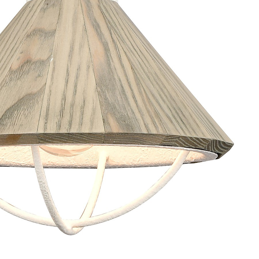 Atlas Lighting Cape May 9in 1-Light Mini Pendant | Transitional White Coral and Gray Wood Shade | Kitchen Island & Dining Room | Model CL11552-WH