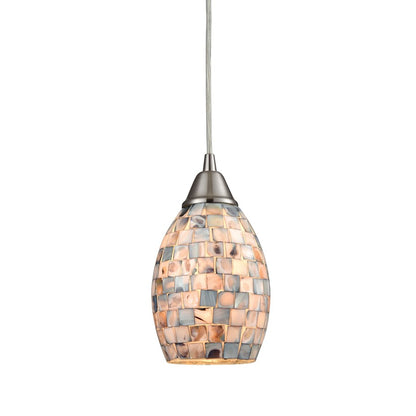 Atlas Lighting Capri 5in 1-Light Pendant | Transitional Gray Shell and Satin Nickel Metal | Kitchen Island & Dining Room | Model CL11553-NA