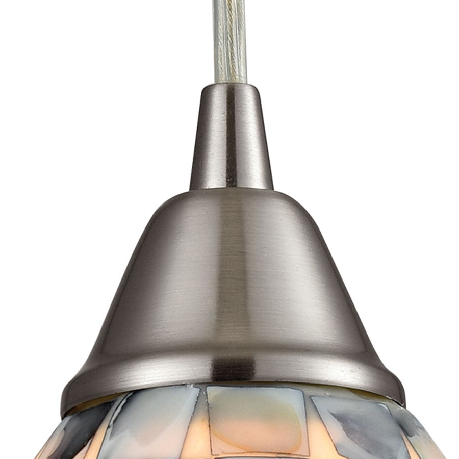 Atlas Lighting Capri 5in 1-Light Pendant | Transitional Gray Shell and Satin Nickel Metal | Kitchen Island & Dining Room | Model CL11553-NA