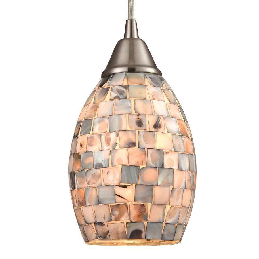 Atlas Lighting Capri 5in 1-Light Pendant | Transitional Gray Shell and Satin Nickel Metal | Kitchen Island & Dining Room | Model CL11553-NA