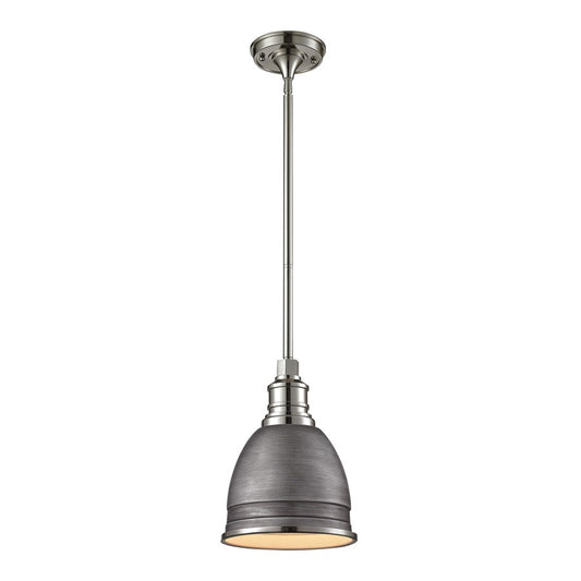 Atlas Lighting Carolton 8in 1-Light Mini Pendant | Industrial Weathered Zinc and Polished Nickel Metal | Kitchen Island & Dining | Model CL11554-GY