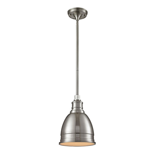 Atlas Lighting Carolton 8in 1-Light Mini Pendant | Transitional Brushed Nickel and Nickel Metal Shade | Kitchen Island & Dining | Model CL11554-NK