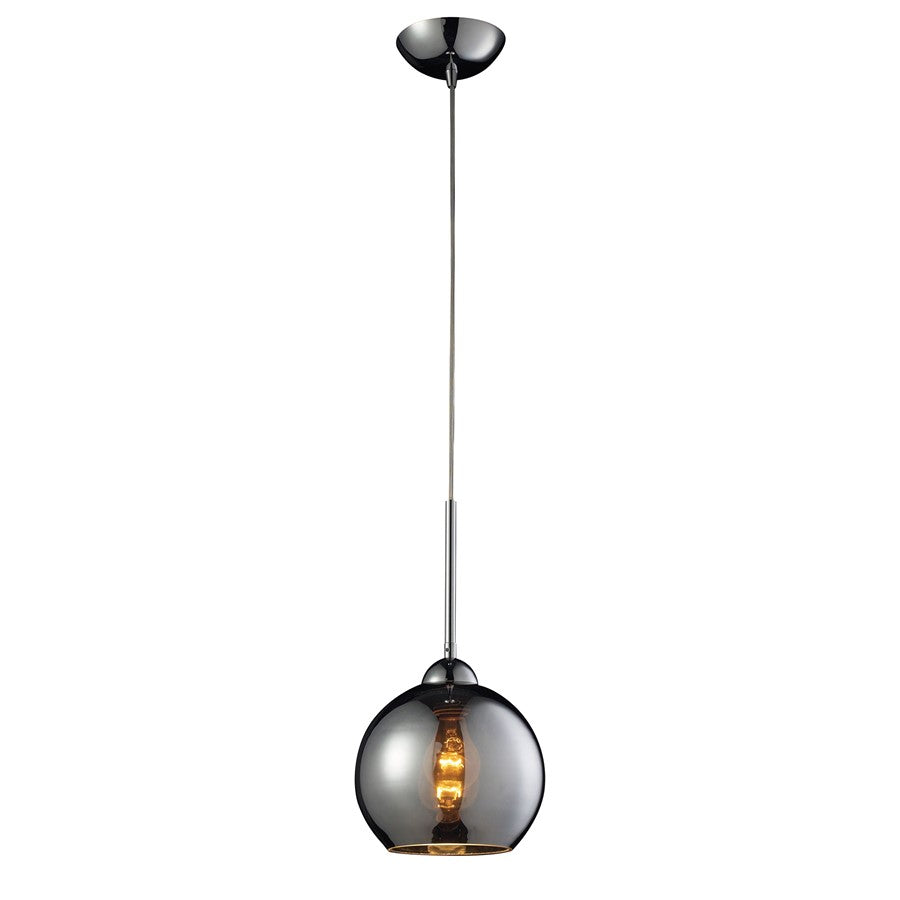 Atlas Lighting Cassandra 8in 1-Light Pendant | Modern Black Chrome and Polished Chrome Glass Shade | Kitchen Island & Dining Room | Model CL11556-BK