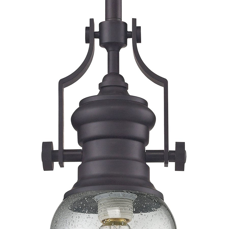 Atlas Lighting Chadwick 8'' Wide 1Lt Mini Pendant, Bronze/Clear