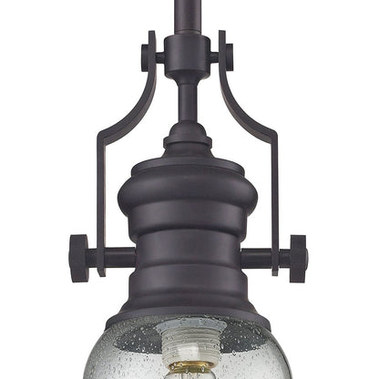 Atlas Lighting Chadwick 8'' Wide 1Lt Mini Pendant, Bronze/Clear