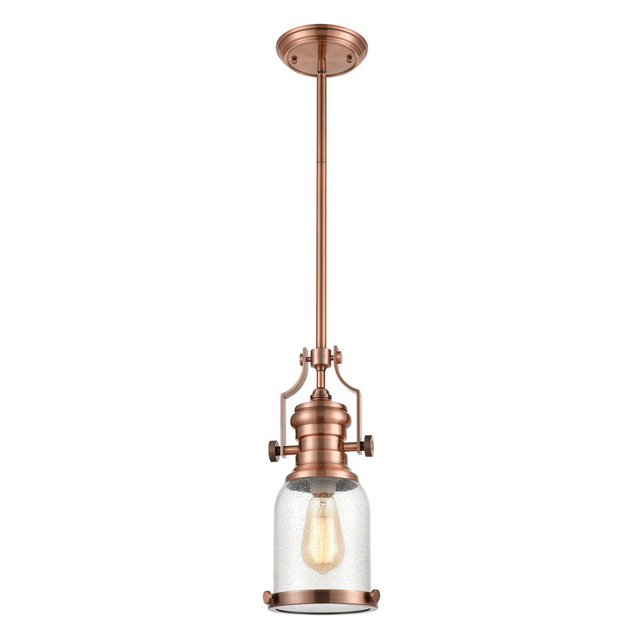 Atlas Lighting Chadwick 8in 1-Light Mini Pendant | Transitional Copper and Clear Seeded Glass | Kitchen Island & Dining Room | Model CL11560-CO2