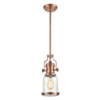Atlas Lighting Chadwick 8in 1-Light Mini Pendant | Transitional Copper and Clear Seeded Glass | Kitchen Island & Dining Room | Model CL11560-CO2