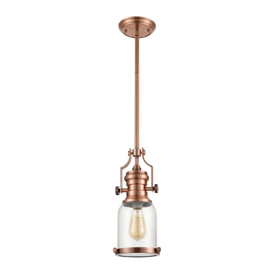 Atlas Lighting Chadwick 8in 1-Light Mini Pendant | Transitional Copper and Clear Seeded Glass | Kitchen Island & Dining Room | Model CL11560-CO2