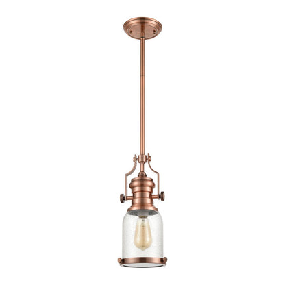 Atlas Lighting Chadwick 8in 1-Light Mini Pendant | Transitional Copper and Clear Seeded Glass | Kitchen Island & Dining Room | Model CL11560-CO2
