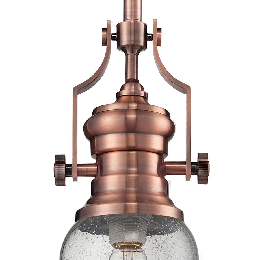 Atlas Lighting Chadwick 8in 1-Light Mini Pendant | Transitional Copper and Clear Seeded Glass | Kitchen Island & Dining Room | Model CL11560-CO2