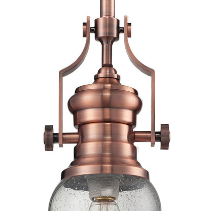 Atlas Lighting Chadwick 8in 1-Light Mini Pendant | Transitional Copper and Clear Seeded Glass | Kitchen Island & Dining Room | Model CL11560-CO2