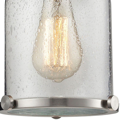 Atlas Lighting Chadwick 8in 1-Light Mini Pendant | Transitional Satin Nickel and Clear Seeded Glass | Kitchen Island & Dining Room | Model CL11560-NK