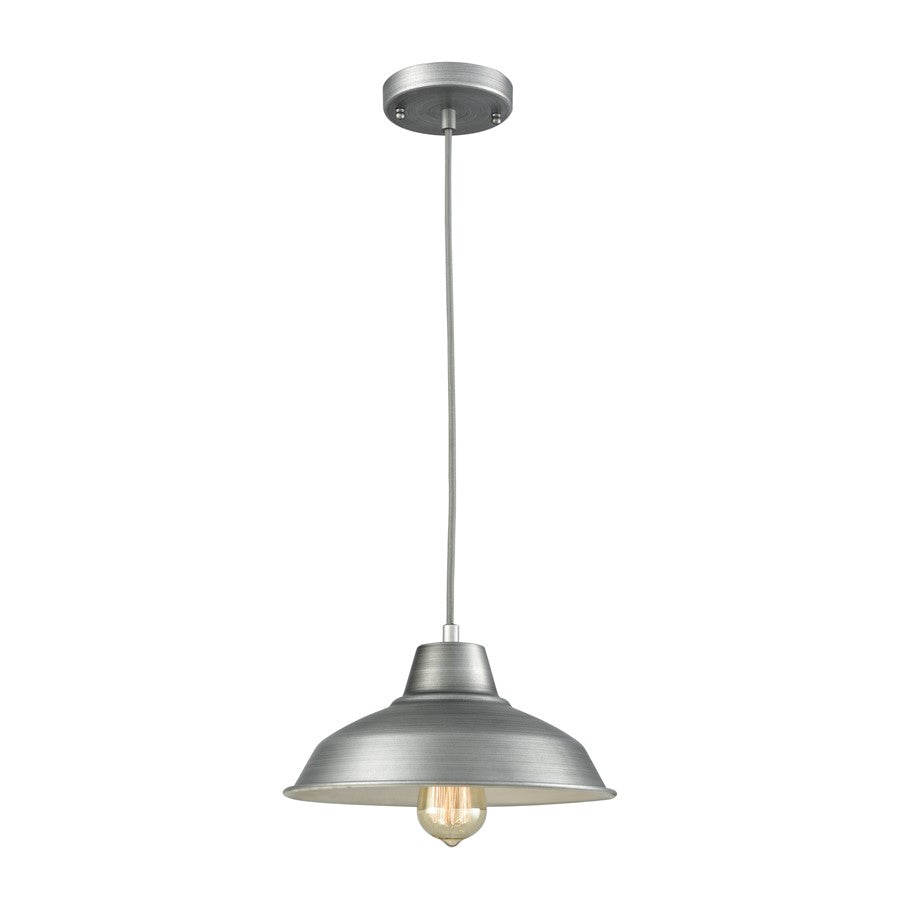 Atlas Lighting Classic Loft 11in 1-Light Mini Pendant | Traditional Weathered Zinc and Gray Metal | Kitchen Island & Dining Room | Model CL11564-SV