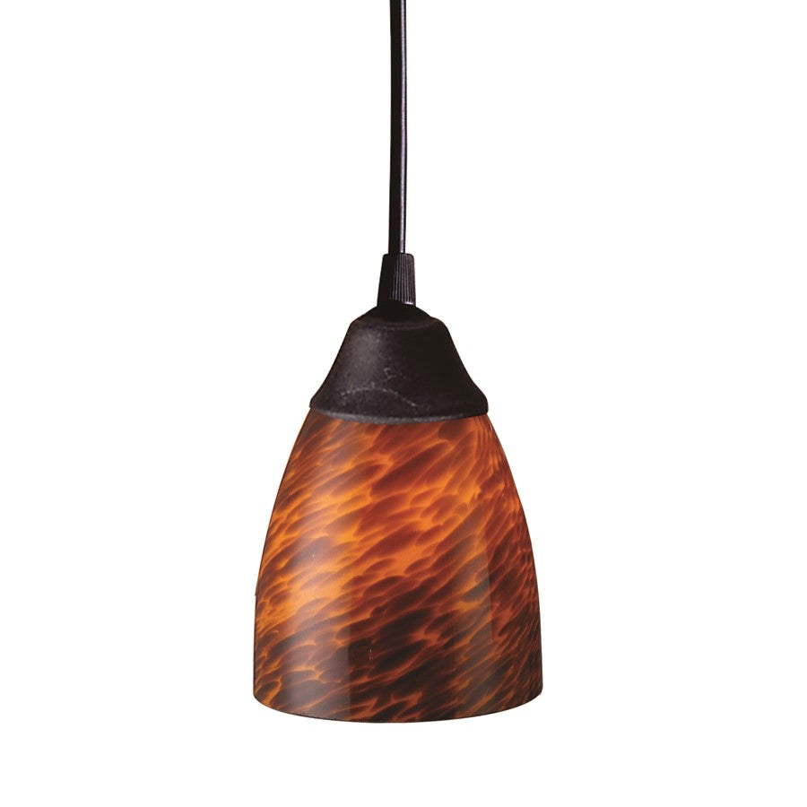 Atlas Lighting Classico 5in 1-Light Pendant | Transitional Dark Rust and Brown Glass | Kitchen Island & Dining Room | 5 x 5 x 7 in | Model CL11565-BN