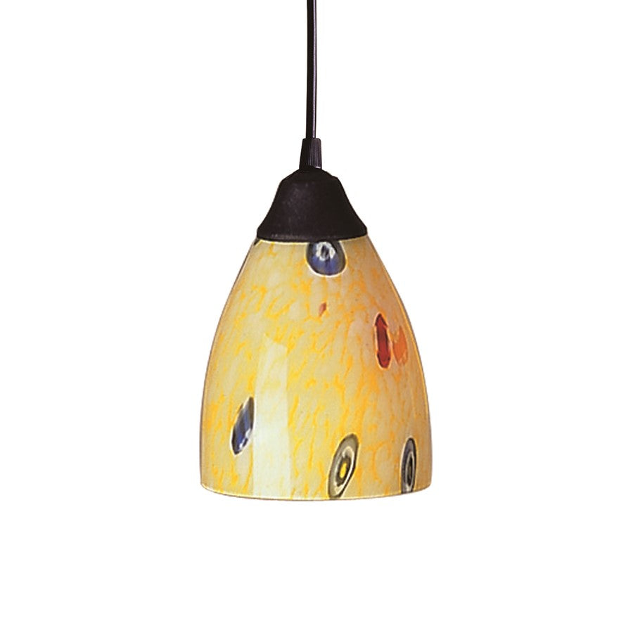 Atlas Lighting Classico 5in 1-Light Pendant | Yellow Blaze Glass and Dark Rust Metal | Kitchen Island & Dining Room | 5 x 5 x 7 in | Model CL11565-YW