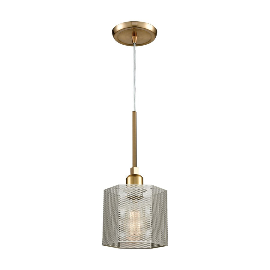Atlas Lighting Compartir 6in 1-Light Mini Pendant | Satin Brass and Polished Nickel Metal | Kitchen Island & Dining Room | Model CL11567-BS