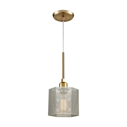 Atlas Lighting Compartir 6in 1-Light Mini Pendant | Satin Brass and Polished Nickel Metal | Kitchen Island & Dining Room | Model CL11567-BS