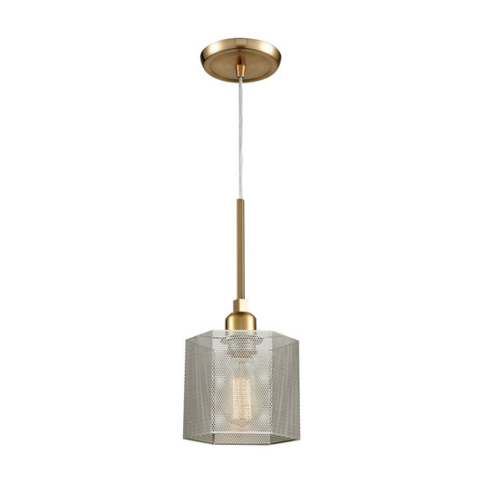 Atlas Lighting Compartir 6in 1-Light Mini Pendant | Satin Brass and Polished Nickel Metal | Kitchen Island & Dining Room | Model CL11567-BS
