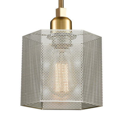 Atlas Lighting Compartir 6in 1-Light Mini Pendant | Satin Brass and Polished Nickel Metal | Kitchen Island & Dining Room | Model CL11567-BS