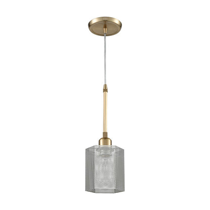 Atlas Lighting Compartir 6in 1-Light Mini Pendant | Satin Brass and Polished Nickel Metal | Kitchen Island & Dining Room | Model CL11567-BS