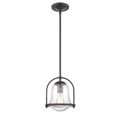 Atlas Lighting Connection 8in 1-Light Mini Pendant | Transitional Oil Rubbed Bronze and Clear Seeded Glass | Kitchen Island | Model CL11568-BZ