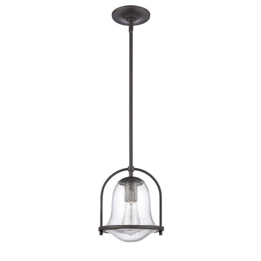 Atlas Lighting Connection 8in 1-Light Mini Pendant | Transitional Oil Rubbed Bronze and Clear Seeded Glass | Kitchen Island | Model CL11568-BZ