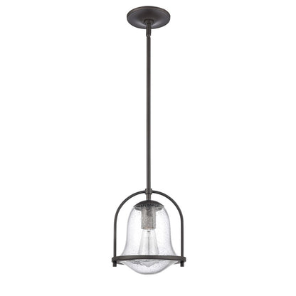 Atlas Lighting Connection 8in 1-Light Mini Pendant | Transitional Oil Rubbed Bronze and Clear Seeded Glass | Kitchen Island | Model CL11568-BZ
