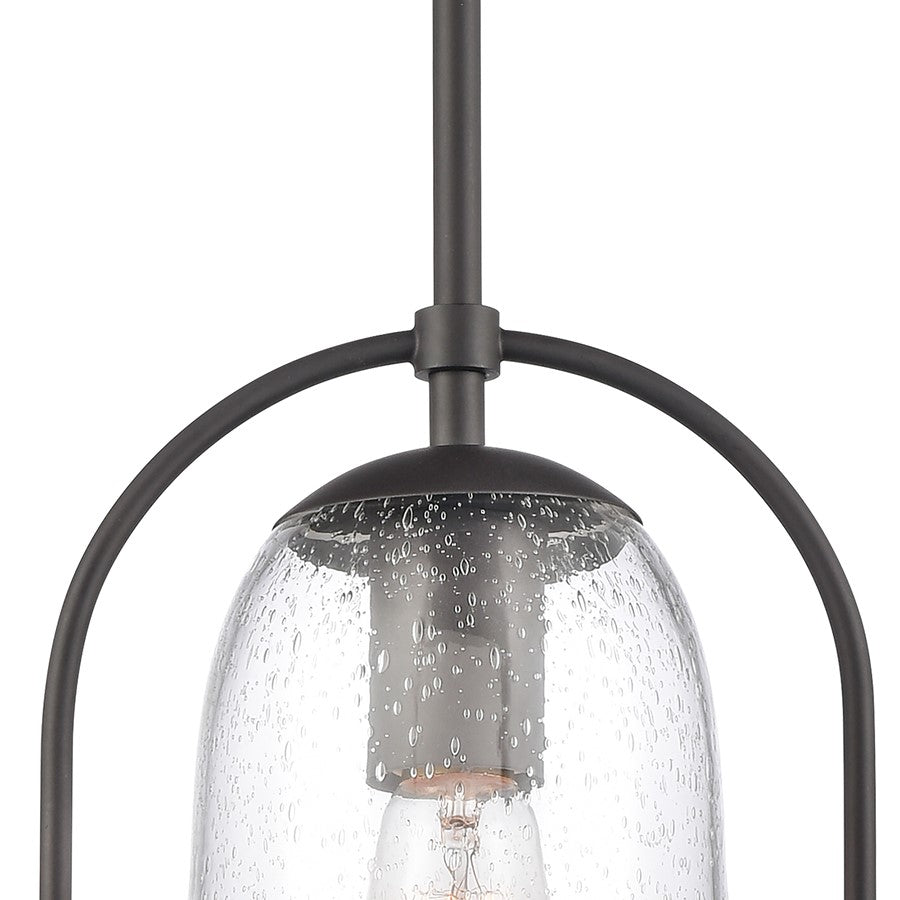 Atlas Lighting Connection 8in 1-Light Mini Pendant | Transitional Oil Rubbed Bronze and Clear Seeded Glass | Kitchen Island | Model CL11568-BZ