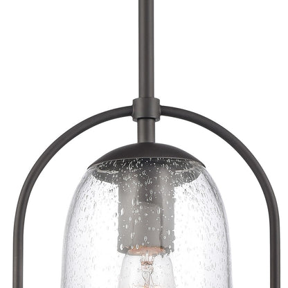 Atlas Lighting Connection 8in 1-Light Mini Pendant | Transitional Oil Rubbed Bronze and Clear Seeded Glass | Kitchen Island | Model CL11568-BZ