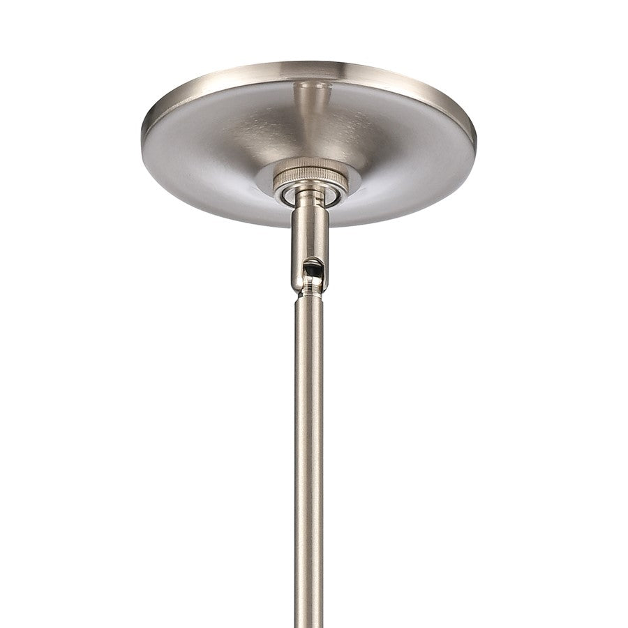 Atlas Lighting Connection 8in 1-Light Mini Pendant | Transitional Satin Nickel and Clear Seeded Glass | Kitchen Island & Dining | Model CL11568-NK
