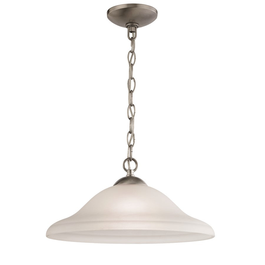 Atlas Lighting Conway 6in 1-Light Mini Pendant | Traditional Brushed Nickel and White Frosted Glass | Kitchen Island & Dining Room | Model CL11569-NK
