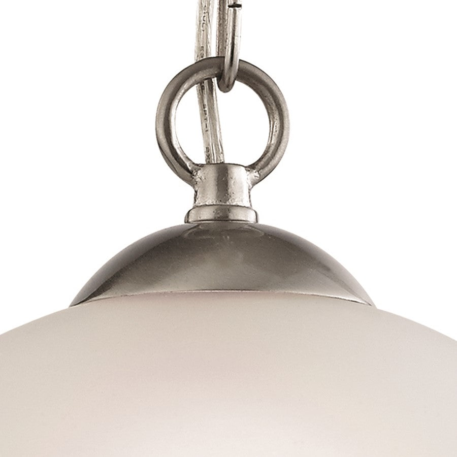 Atlas Lighting Conway 6in 1-Light Mini Pendant | Traditional Brushed Nickel and White Frosted Glass | Kitchen Island & Dining Room | Model CL11569-NK