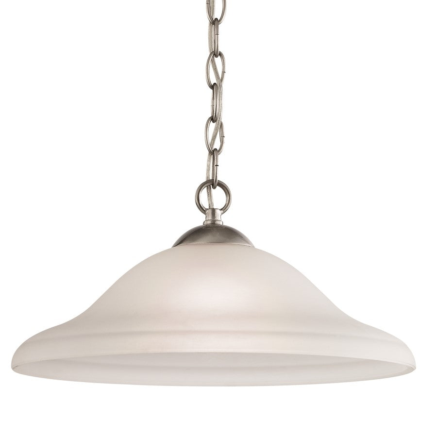 Atlas Lighting Conway 6in 1-Light Mini Pendant | Traditional Brushed Nickel and White Frosted Glass | Kitchen Island & Dining Room | Model CL11569-NK