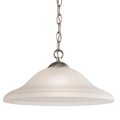 Atlas Lighting Conway 6in 1-Light Mini Pendant | Traditional Brushed Nickel and White Frosted Glass | Kitchen Island & Dining Room | Model CL11569-NK