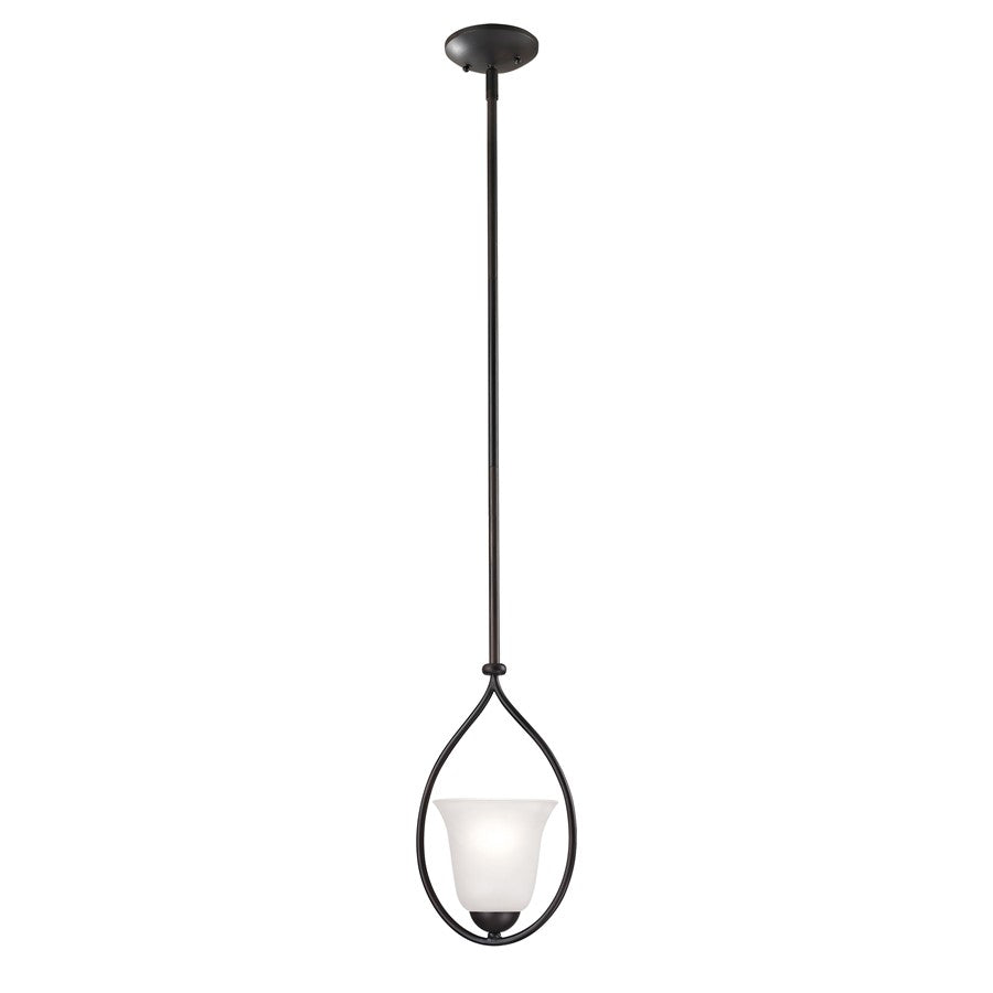 Atlas Lighting Conway 8in 1-Light Mini Pendant | Traditional Oil Rubbed Bronze and White Frosted Glass | Kitchen Island & Dining | Model CL11570-BZ