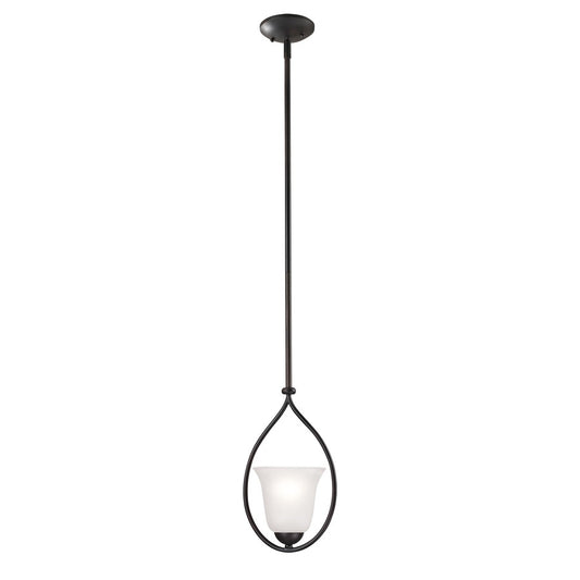 Atlas Lighting Conway 8in 1-Light Mini Pendant | Traditional Oil Rubbed Bronze and White Frosted Glass | Kitchen Island & Dining | Model CL11570-BZ