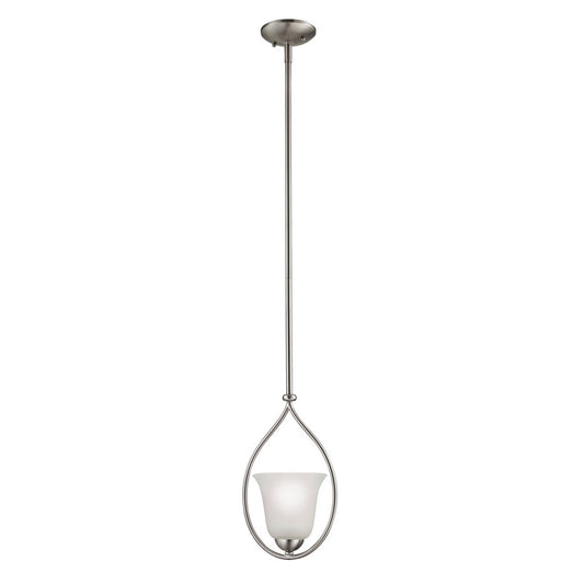Atlas Lighting Conway 8in 1-Light Mini Pendant | Traditional Brushed Nickel and White Frosted Glass | Kitchen Island & Dining Room | Model CL11570-NK