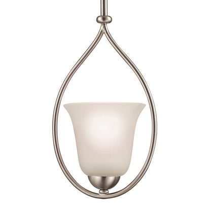 Atlas Lighting Conway 8in 1-Light Mini Pendant | Traditional Brushed Nickel and White Frosted Glass | Kitchen Island & Dining Room | Model CL11570-NK