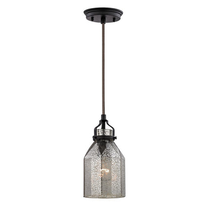 Atlas Lighting Danica 5in 1-Light Mini Pendant | Transitional Oil Rubbed Bronze and Silver Mercury Glass | Kitchen Island & Dining | Model CL11572-BZ